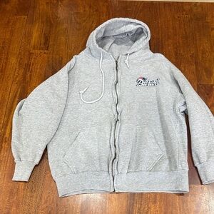 Patriots Gray Hooded Zip-Up Jacket- color is darker in person size L but fits M